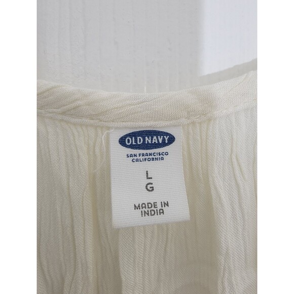 Old Navy NWOT Peasant Top 100% Viscose Cream And Black Size L Oversized - Picture 2 of 11